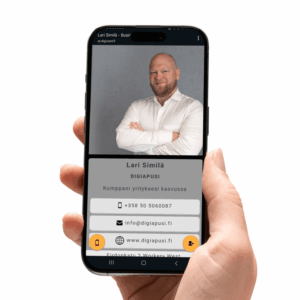 Näy asiakkaalle omilla kasvoillasi! Henkilökohtainen digitaalinen käyntikortti tekee vaikutuksen ja parantaa puheluihin vastaamista.
