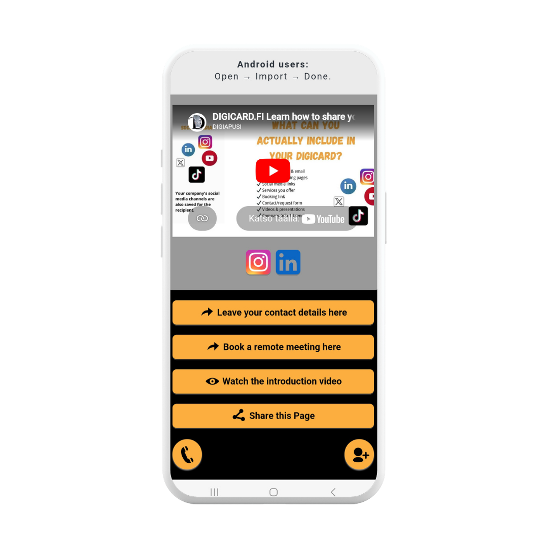 DIGICARD digital business card installed on phone home screen