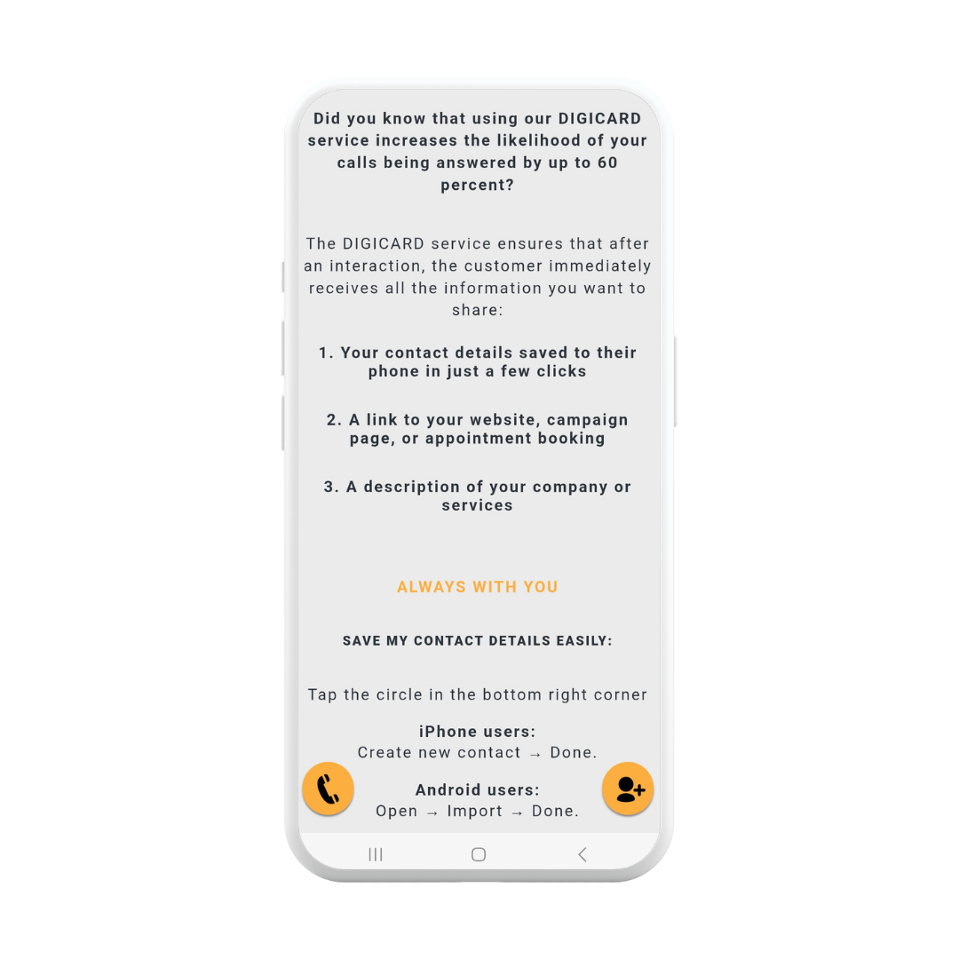 DIGICARD shows your name and photo when calling – more answered calls