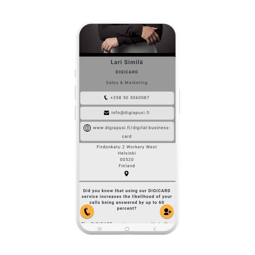 Saving DIGICARD contact details to phone in seconds
