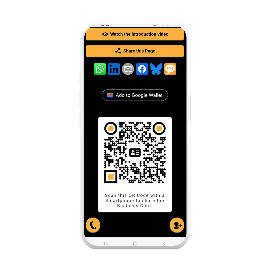 Sharing DIGICARD digital business card via QR code