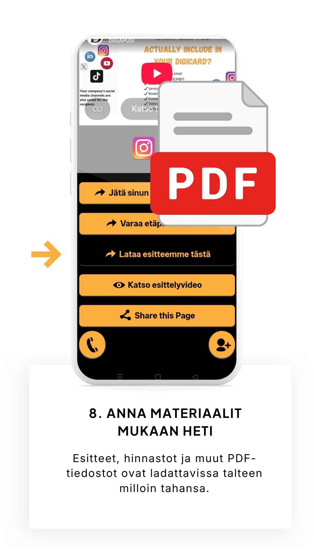 Anna materiaalit mukaan heti Esitteet, hinnastot ja muut PDF-tiedostot ovat ladattavissa talteen milloin tahansa.