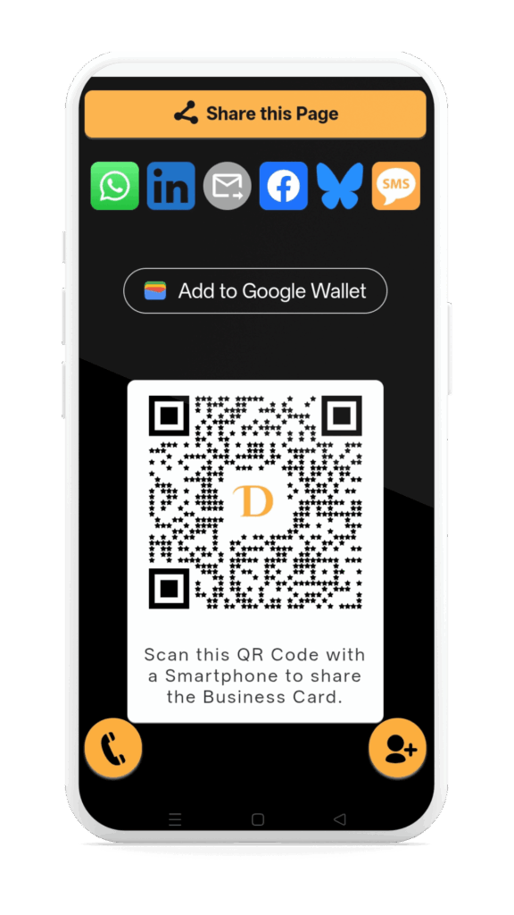 Jaa DIGICARD helposti QR-koodilla, sähköpostilla, WhatsAppilla tai tekstiviestillä – tilanteeseen sopivimmalla tavalla.